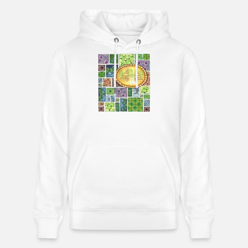 Bali temple on pattern patchwork - Stanley/Stella Unisex Bio-Hoodie CRUISER  - Weiß