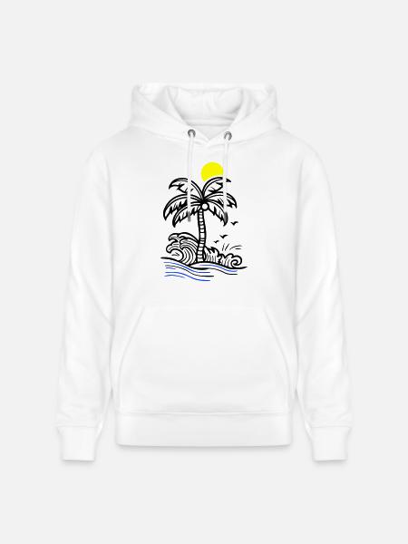 Palm Tree Holidays Beach Summer - Stanley/Stella CRUISER Unisex Organic Hoodie - white