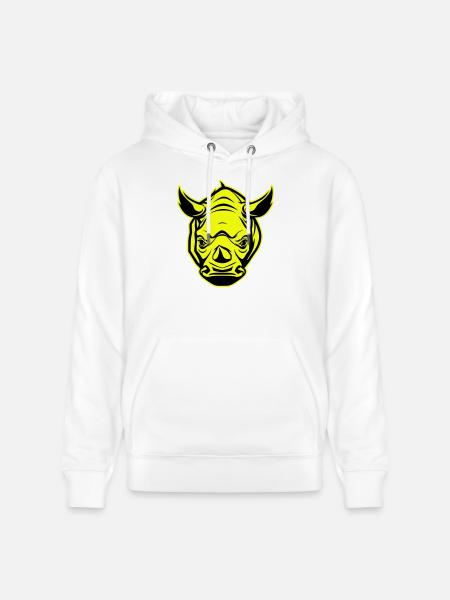 Rhino Head Portrait Icon - Stanley/Stella CRUISER Unisex Organic Hoodie - white