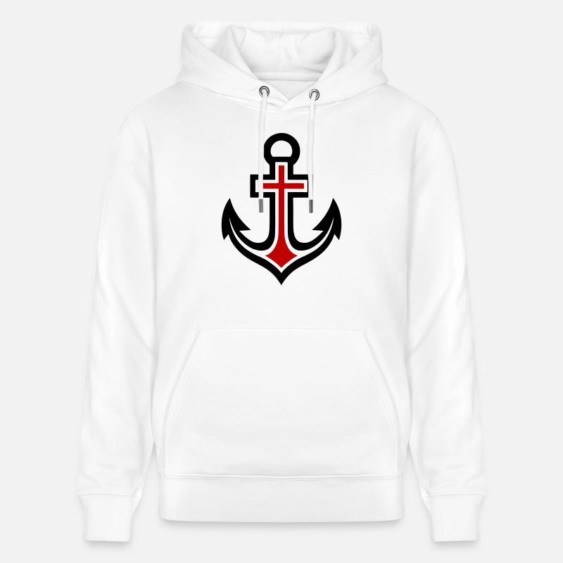 Icône de croix d’ancre - Sweat à capuche bio CRUISER Stanley/Stella Unisexe - blanc