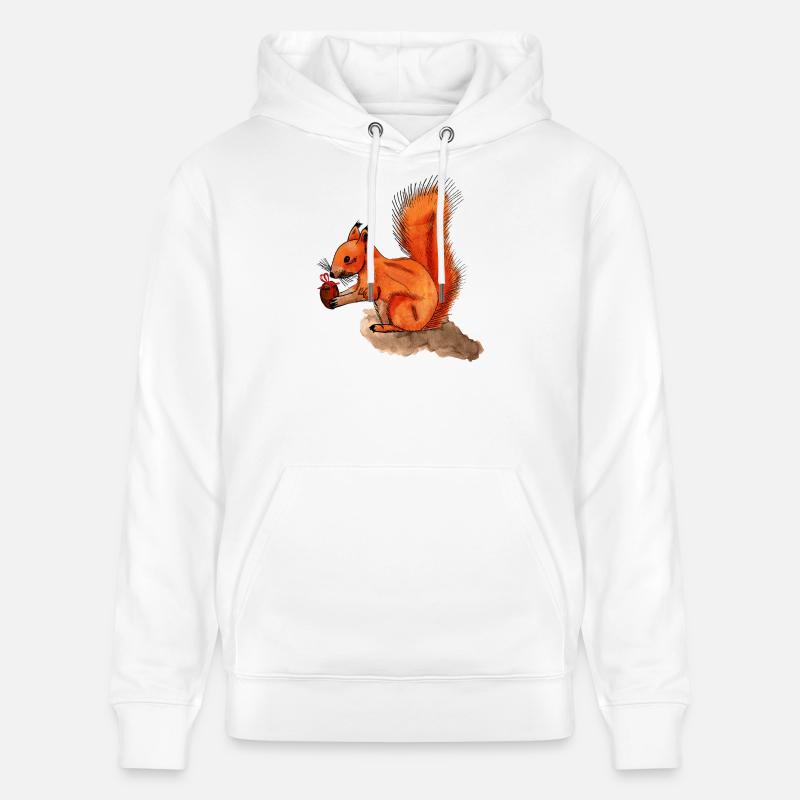Eichhörnchen mit Geschenk - Stanley/Stella Unisex Bio-Hoodie CRUISER  - Weiß