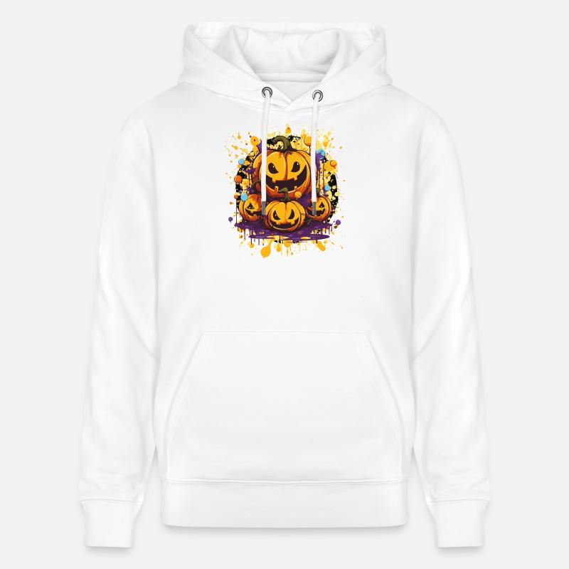 Impression d’art Halloween Pumpkin Trio - Sweat à capuche bio CRUISER Stanley/Stella Unisexe - blanc