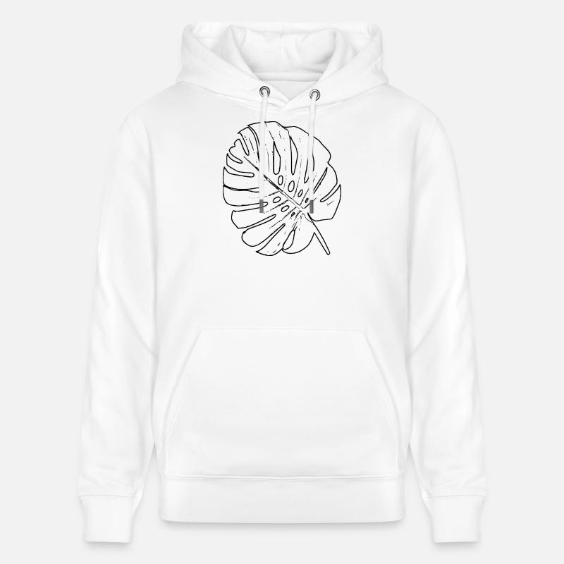 Contour de la feuille de Monstera - Sweat à capuche bio CRUISER Stanley/Stella Unisexe - blanc