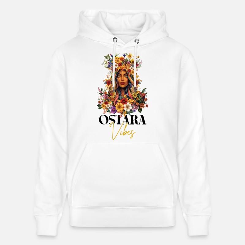 Ostara Vibes Joyeux Pas Déesse Ostara - Sweat à capuche bio CRUISER Stanley/Stella Unisexe - blanc