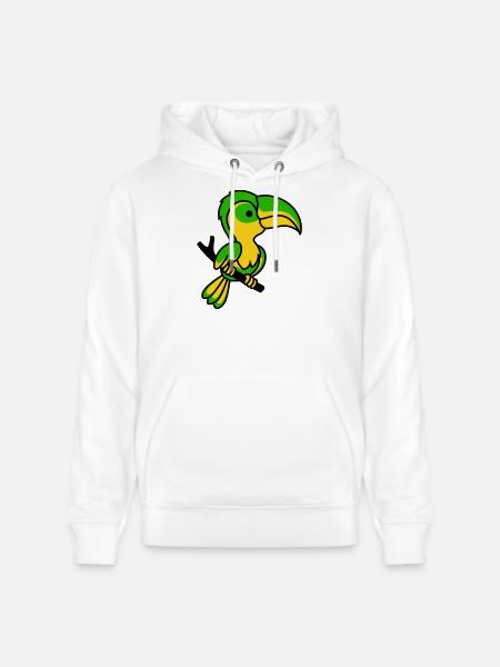 Toucan néon vert et jaune - Sweat à capuche bio CRUISER Stanley/Stella Unisexe - blanc