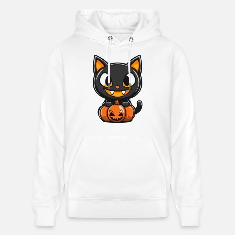 Chat Halloween Chat - Sweat à capuche bio CRUISER Stanley/Stella Unisexe - blanc