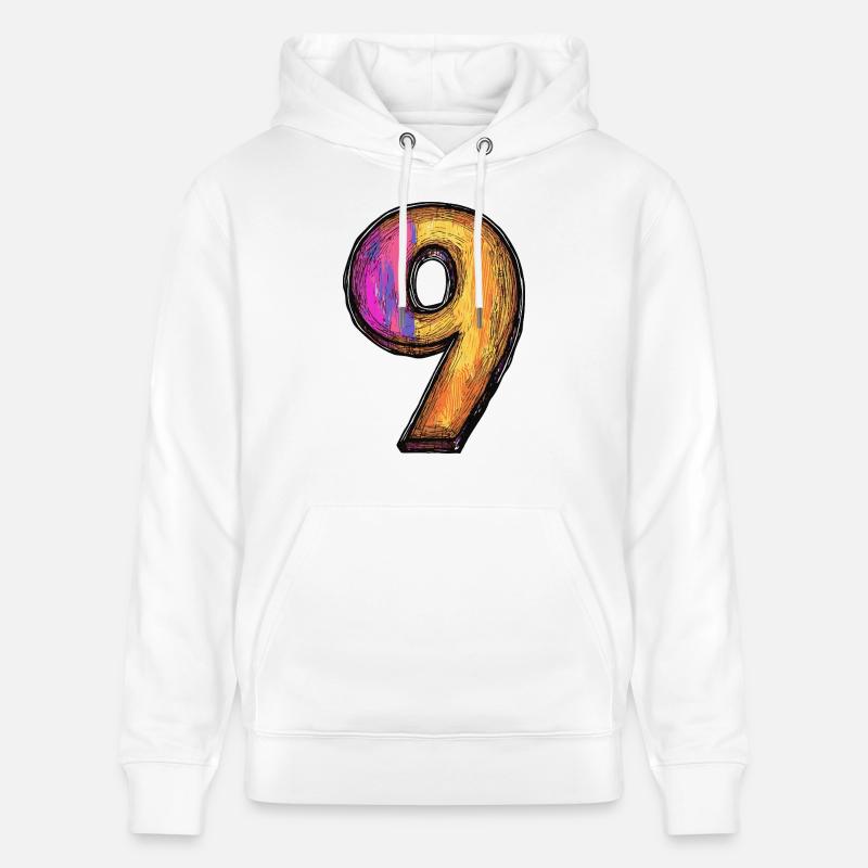 9 Symbole numérique - Sweat à capuche bio CRUISER Stanley/Stella Unisexe - blanc