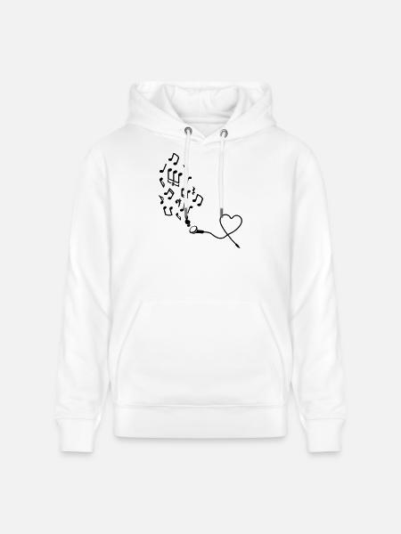Kopfhörer mit Noten - Stanley/Stella Unisex Bio-Hoodie CRUISER - Weiß