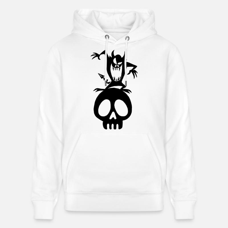Schädel und schwarzer Dämon - Stanley/Stella Unisex Bio-Hoodie CRUISER  - Weiß