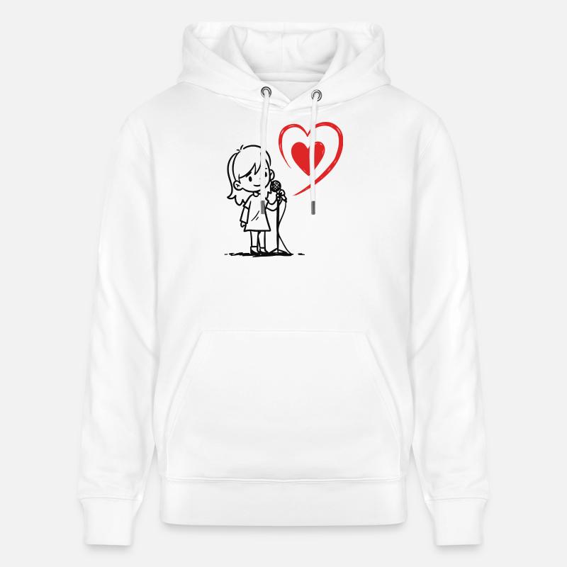 Mädchen singt mit einer Herznote - Stanley/Stella Unisex Bio-Hoodie CRUISER  - Weiß