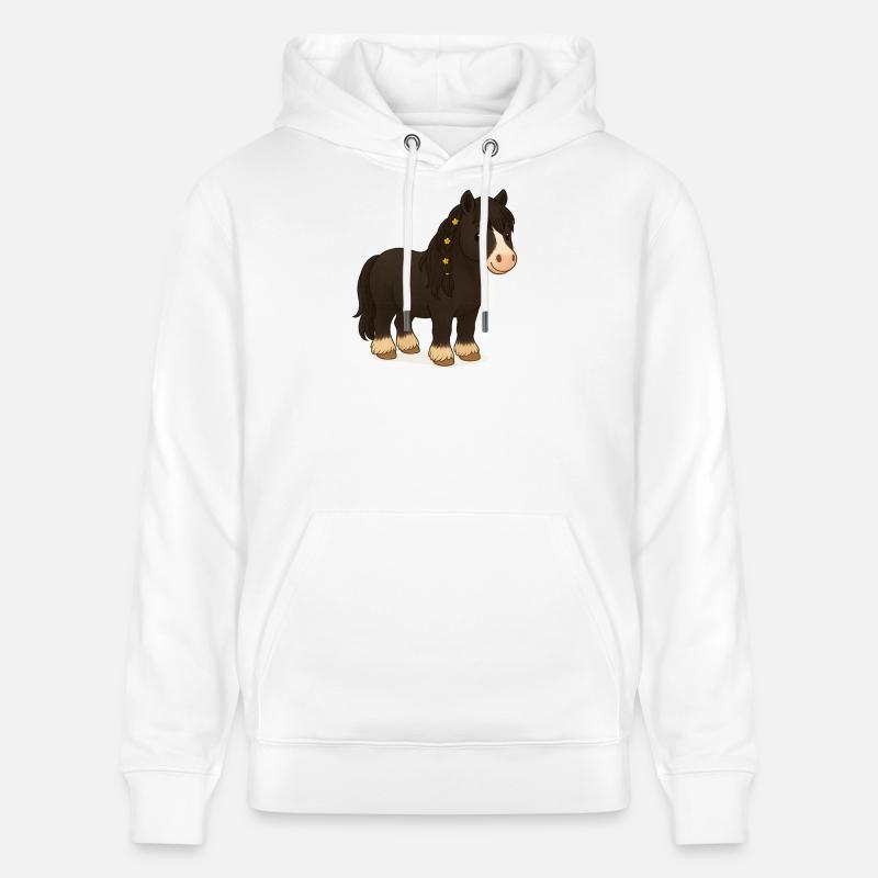 Schwarze Tinker Stute Katy mit Blumenbraid - Stanley/Stella Unisex Bio-Hoodie CRUISER  - Weiß