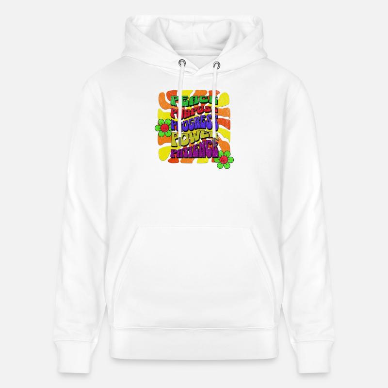 Paix Objectif Progrès Puissance Patience Rétro Design - Sweat à capuche bio CRUISER Stanley/Stella Unisexe - blanc