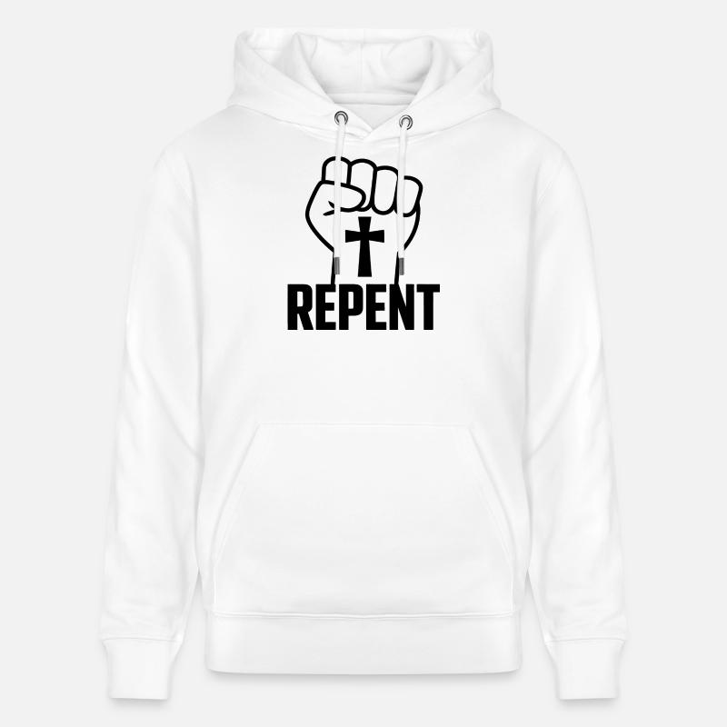 Repentir - Logo du Christianisme Saint - Sweat à capuche bio CRUISER Stanley/Stella Unisexe - blanc