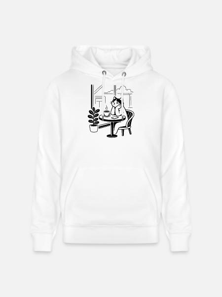 Thoughtful Cat Cafe - Stanley/Stella CRUISER Unisex Organic Hoodie - white