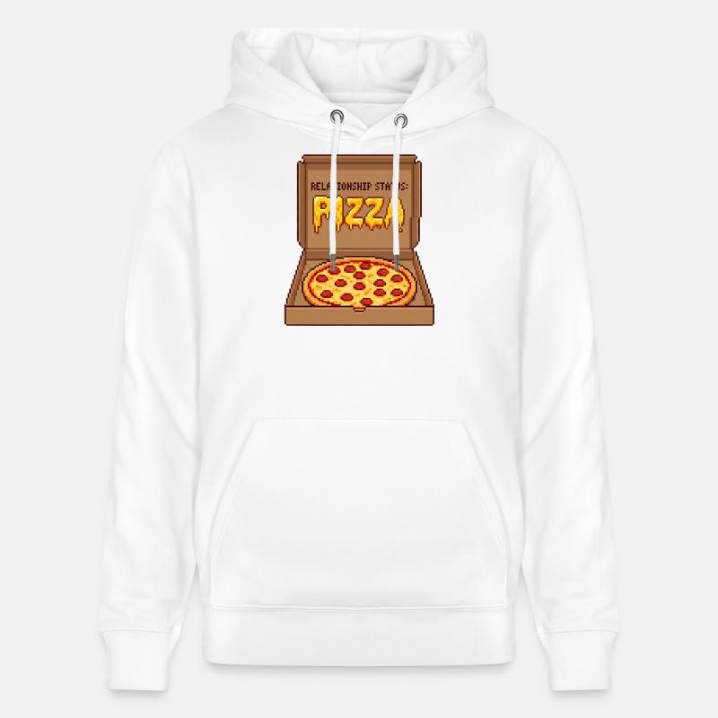 Pizza Statut Relationnel - Cadeau Anti-Valentin - Sweat à capuche bio CRUISER Stanley/Stella Unisexe - blanc