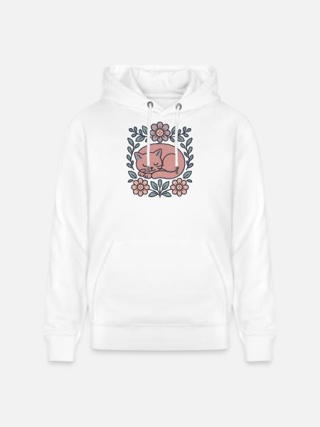 Katzenruhe im Blumenkranz - Stanley/Stella Unisex Bio-Hoodie CRUISER  - Weiß