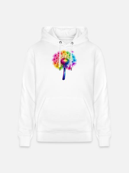 Regenbogen-Pusteblume - Stanley/Stella Unisex Bio-Hoodie CRUISER - Weiß