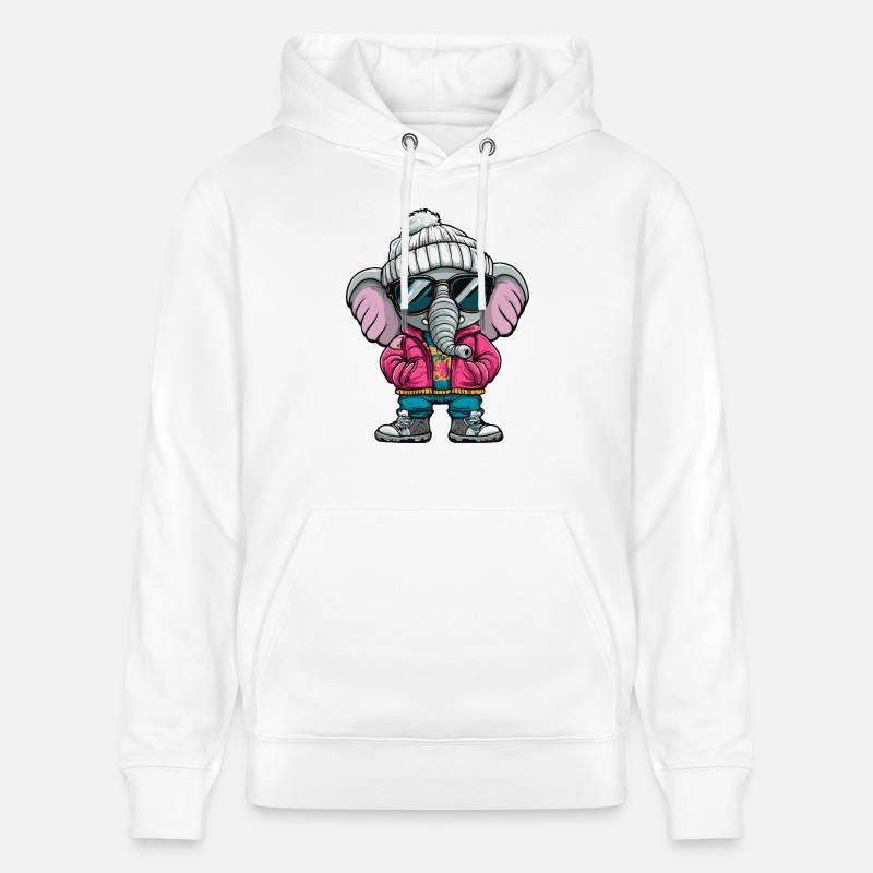 Bande dessinée d’hiver éléphant - Sweat à capuche bio CRUISER Stanley/Stella Unisexe - blanc