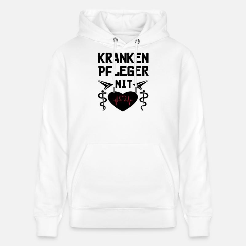Krankenpfleger mit Herz Geschenk - Stanley/Stella Unisex Bio-Hoodie CRUISER  - Weiß