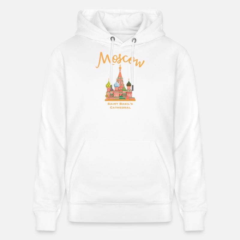 Moscou, cathédrale Saint-Basile, dessin marquant - Sweat à capuche bio CRUISER Stanley/Stella Unisexe - blanc