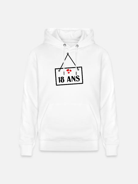 18. 18 ÅR GAMMEL. 18 ÅRS JUBILÆUM. 18 FØDSELSDAG. - Stanley/Stella CRUISER økologisk unisex-hoodie - hvid