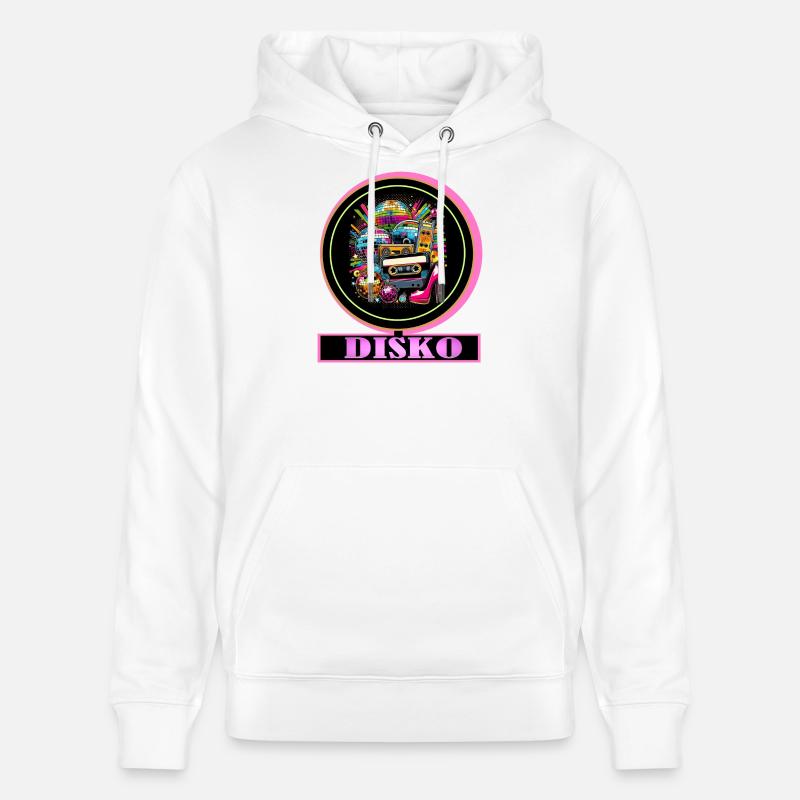 Disco Retro Cassette Neon Gloss - Sweat à capuche bio CRUISER Stanley/Stella Unisexe - blanc