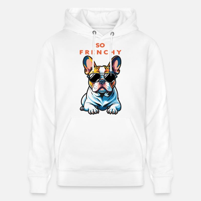 Bouledogue français Pop Chic Lunettes - Sweat à capuche bio CRUISER Stanley/Stella Unisexe - blanc