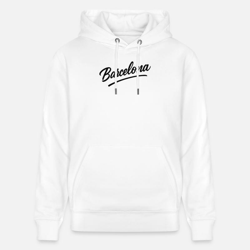 Script Barcelone avec ligne d’arc - Sweat à capuche bio CRUISER Stanley/Stella Unisexe - blanc