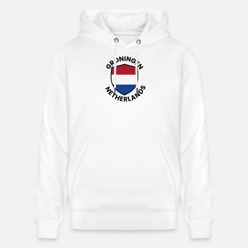 Drapeau du Bouclier de Groningue - Sweat à capuche bio CRUISER Stanley/Stella Unisexe - blanc