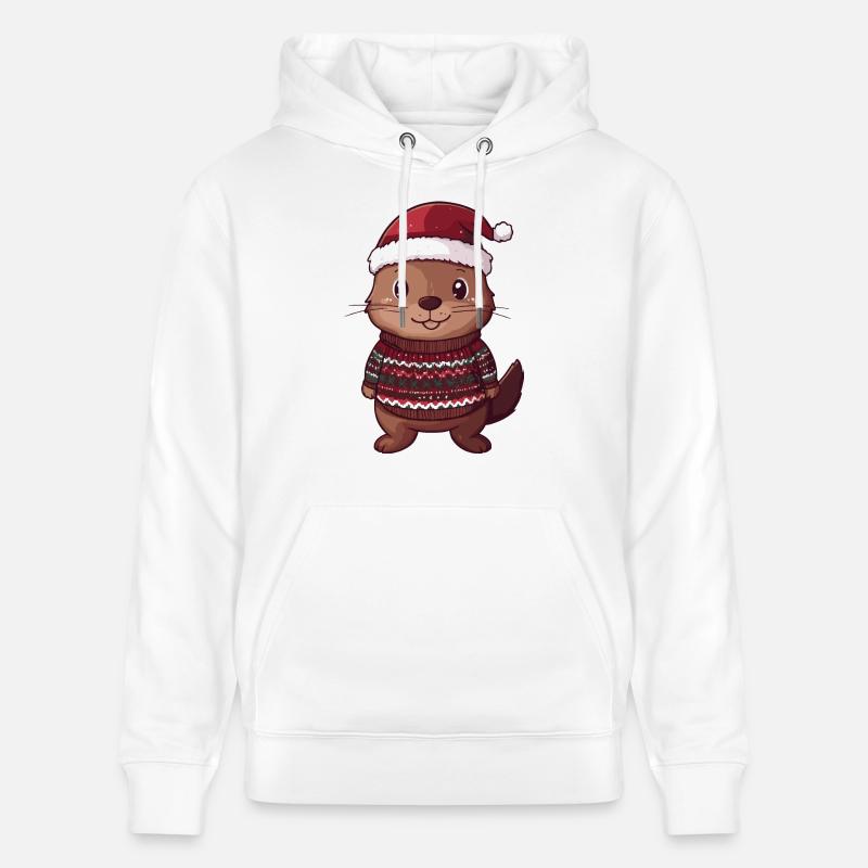 Noël du castor - Sweat à capuche bio CRUISER Stanley/Stella Unisexe - blanc