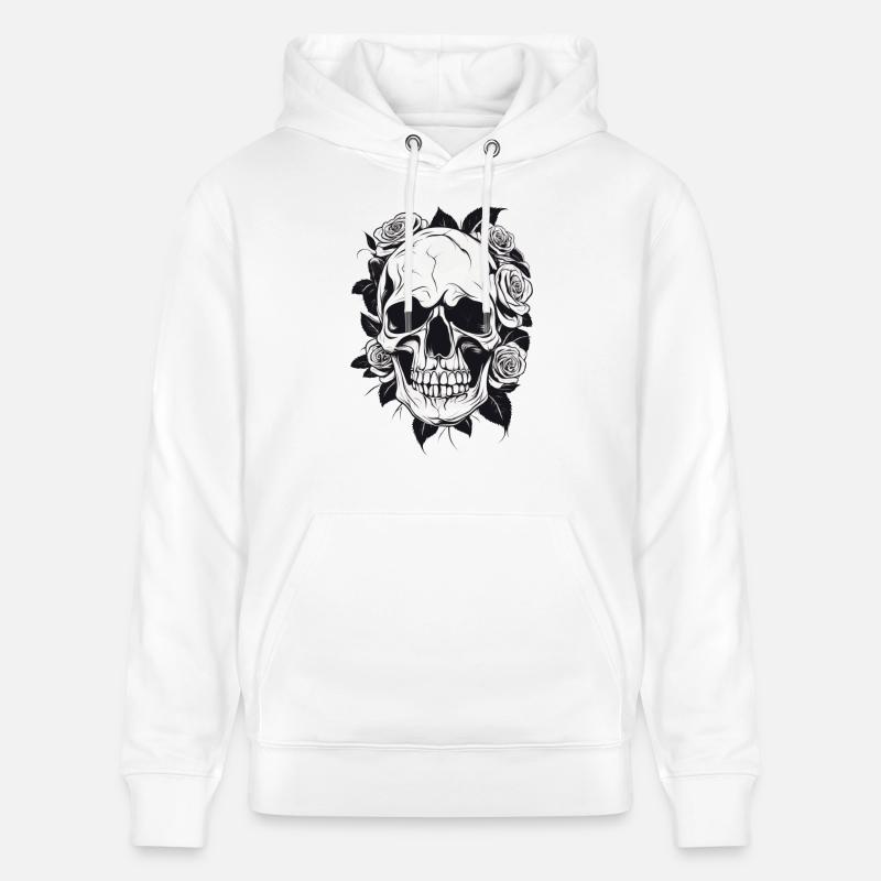 Crâne Crâne Roses Gothique - Sweat à capuche bio CRUISER Stanley/Stella Unisexe - blanc