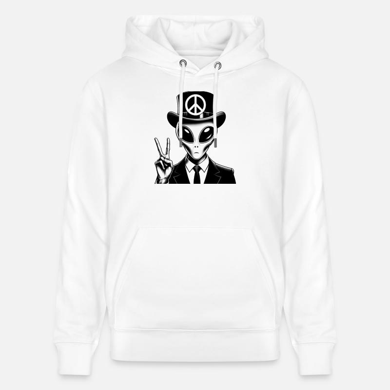 Extraterrestre avec signe de paix - Sweat à capuche bio CRUISER Stanley/Stella Unisexe - blanc