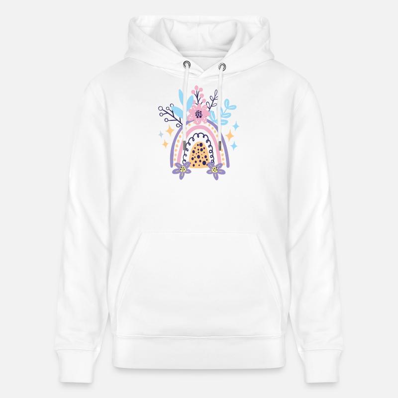 Floraison arc-en-ciel pastel - Sweat à capuche bio CRUISER Stanley/Stella Unisexe - blanc