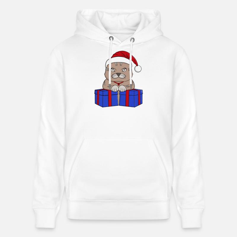 Mignon chat Père Noël - Sweat à capuche bio CRUISER Stanley/Stella Unisexe - blanc