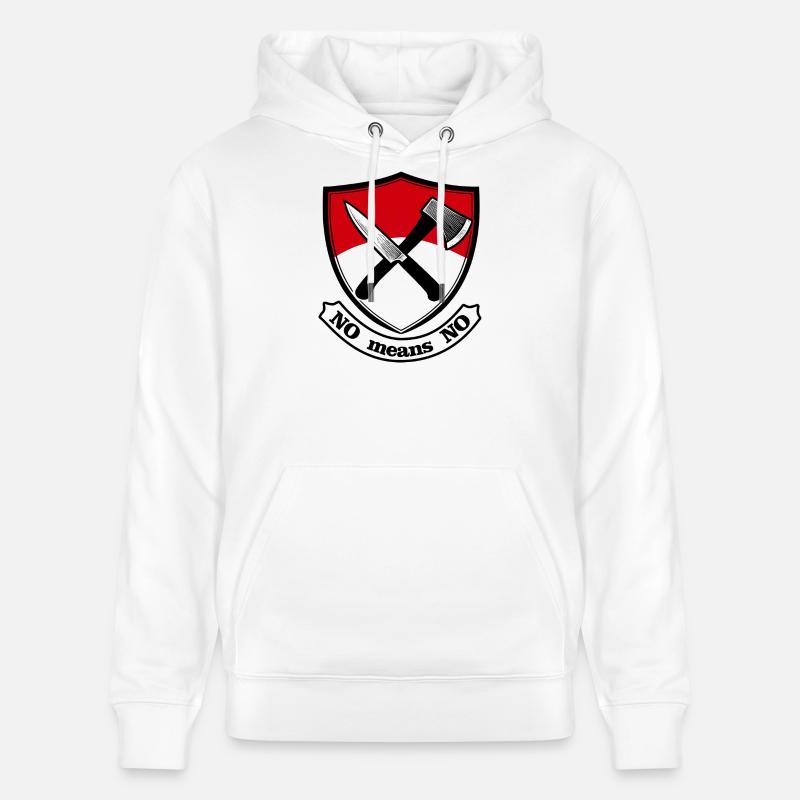 Bouclier avec hache et couteau - Sweat à capuche bio CRUISER Stanley/Stella Unisexe - blanc