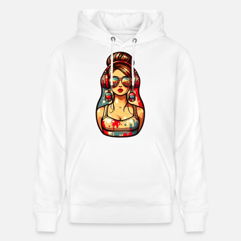 Russe Matriochka Musique Russie Russe - Sweat à capuche bio CRUISER Stanley/Stella Unisexe - blanc