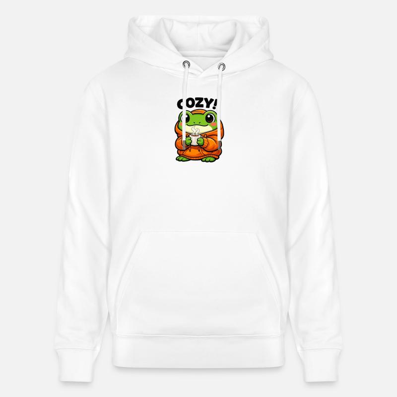 Sweat à capuche Pullover Grenouille Douillet - Sweat à capuche bio CRUISER Stanley/Stella Unisexe - blanc