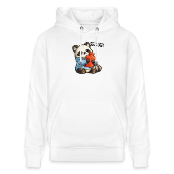 Panda Kuscheltier Wärmflasche - Stanley/Stella Unisex Bio-Hoodie CRUISER  - Weiß - Vorne - Alina (178cm) & Michal (187cm)