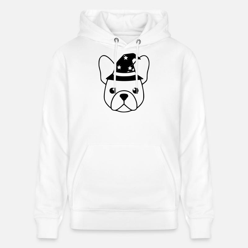 Frenchie Zauberer Hut Outline - Stanley/Stella Unisex Bio-Hoodie CRUISER  - Weiß