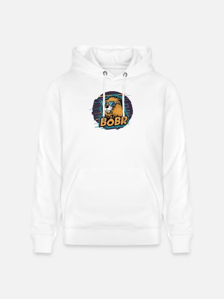Bober Bóbr polski Bober Bobr polski bóbr mem - Ekologiczna bluza z kapturem typu unisex Stanley/Stella CRUISER - biały