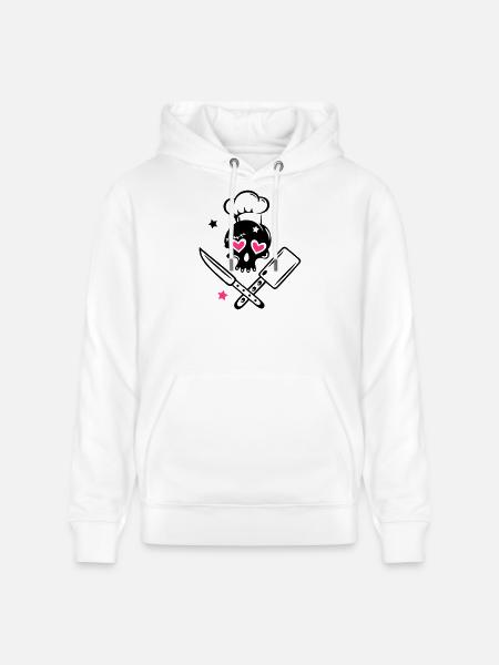 Skull girlie with cooking hat - Stanley/Stella CRUISER Unisex Organic Hoodie - white