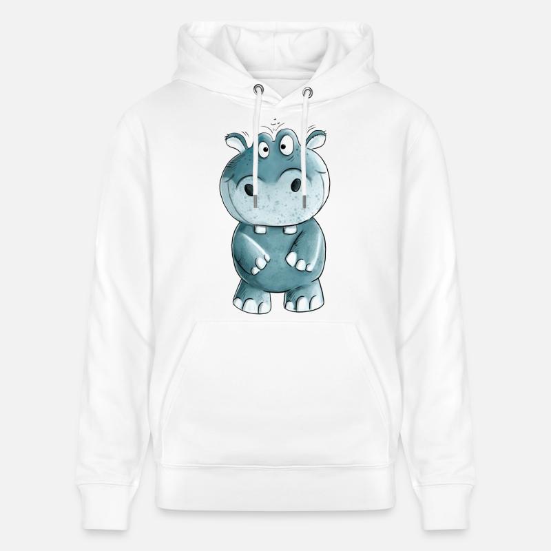 Blue Hippo I Wildlife Comic - Sweat à capuche bio CRUISER Stanley/Stella Unisexe - blanc