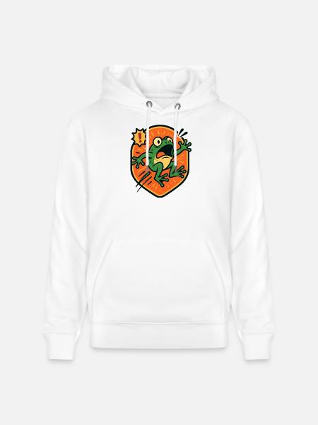 Panic Frog badge - Stanley/Stella CRUISER Unisex Organic Hoodie - white