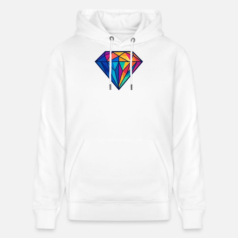 Geometrischer Diamant | Bunt / Regenbogen Design - Stanley/Stella Unisex Bio-Hoodie CRUISER  - Weiß