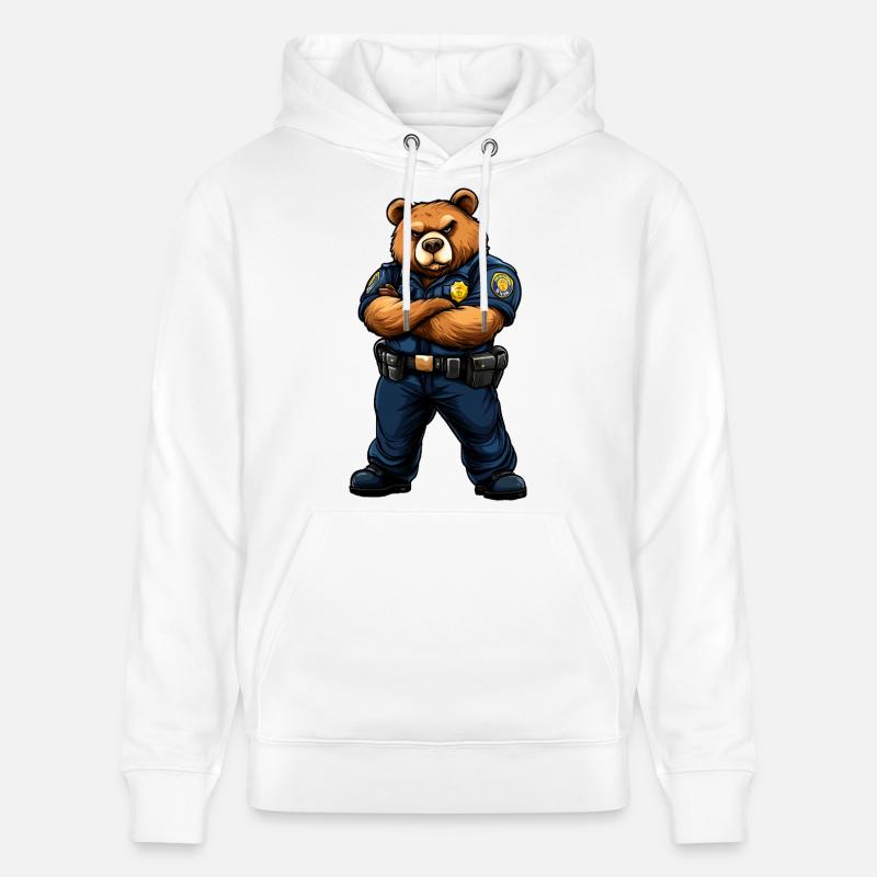 Police des Ours - Ours brun - Sweat à capuche bio CRUISER Stanley/Stella Unisexe - blanc