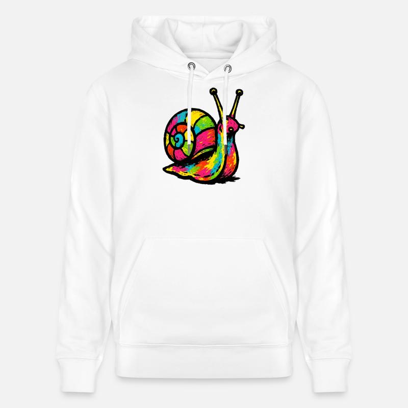 Escargot Arc-en-ciel : Gastéropode Pop Art - Sweat à capuche bio CRUISER Stanley/Stella Unisexe - blanc