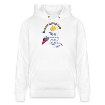 Schulkind  - Stanley/Stella Unisex Bio-Hoodie CRUISER  - Weiß - Vorne - Alina (178cm) & Michal (187cm)