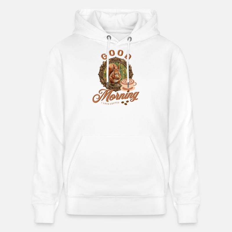 Morgenkaffee mit Eichhörnchen - Stanley/Stella Unisex Bio-Hoodie CRUISER  - Weiß
