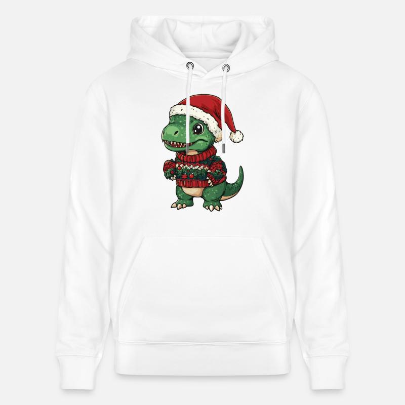 Dinosaure T-Rex Noël - Sweat à capuche bio CRUISER Stanley/Stella Unisexe - blanc