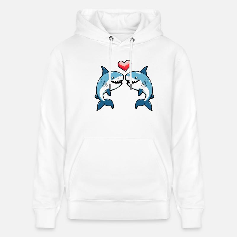 Couple de requins Saint-Valentin - Sweat à capuche bio CRUISER Stanley/Stella Unisexe - blanc